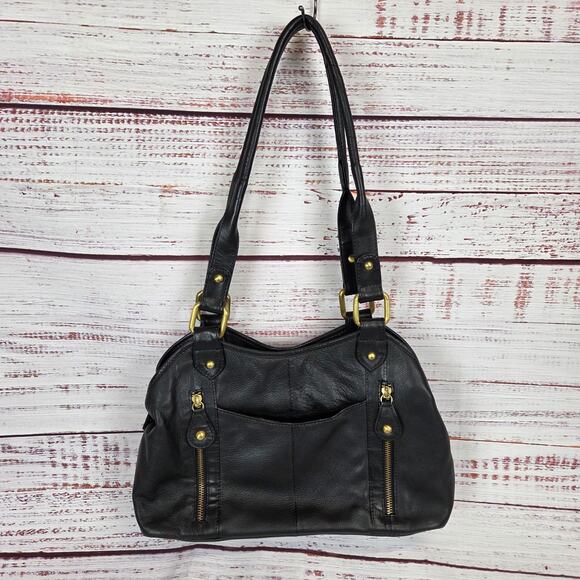 The Great American Leather Works Handbags - The Great American Leather Works Black Dual Strap Shoulder Bag Classic Purse
